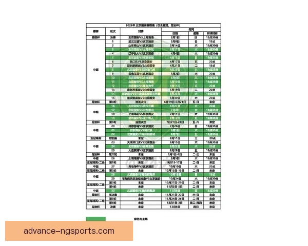 2026年北京联赛完整赛程安排与赛事亮点解析